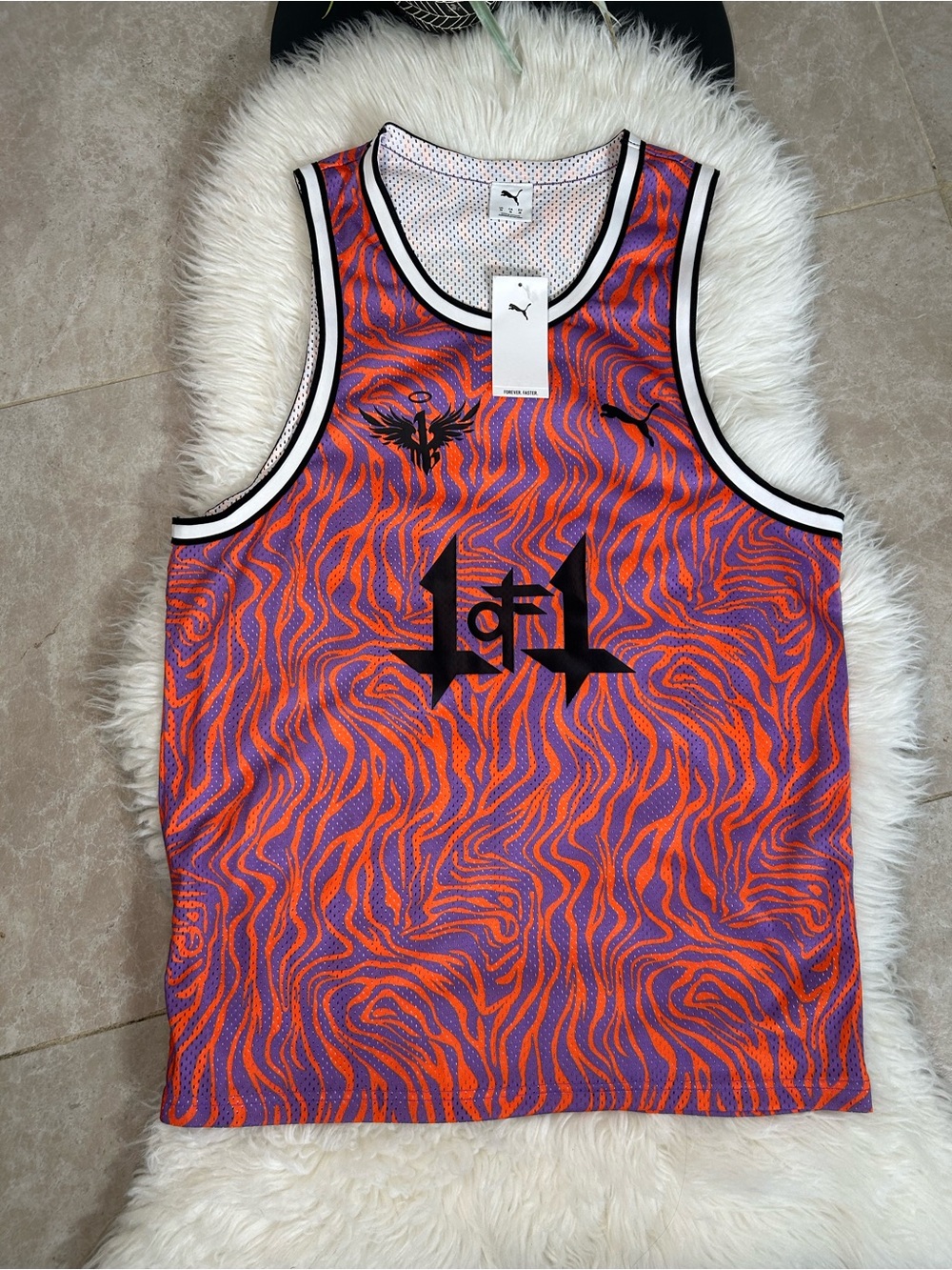 Puma Orange & Purple Zebra Mesh Tank with Black Accents